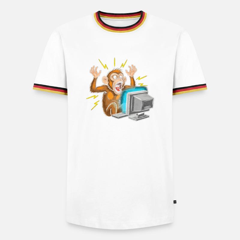 Monkey Computer Outbreak - Men's Ringer Shirt - white/tricolour