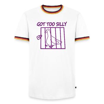 Got Too Silly Pigeon Cage - Men's Ringer Shirt - white/tricolour - Front - AI Model Female 172 light (172cm) & AI Model Male 185 light (185cm)