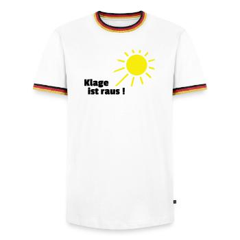 Klage ist raus Sonne - Männer Kontrast-T-Shirt - Weiß/Dreifarbig - Vorne - AI Model Female 172 light (172cm) & AI Model Male 185 light (185cm)
