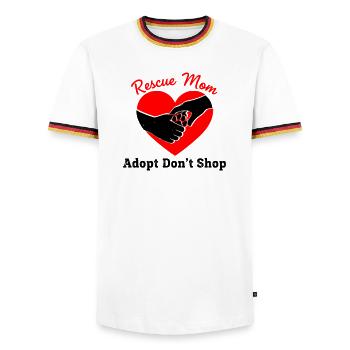 Rescue Mom Animal Welfare Heart - Men's Ringer Shirt - white/tricolour - Front - AI Model Female 172 light (172cm) & AI Model Male 185 light (185cm)