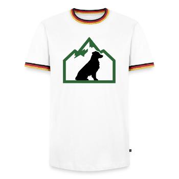 Dog Mountains Outdoor Crest - Men's Ringer Shirt - white/tricolour - Front - AI Model Female 172 light (172cm) & AI Model Male 185 light (185cm)