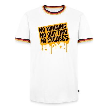 No Whining No Quitting No Excuses Gym Motivation - Männer Kontrast-T-Shirt - Weiß/Dreifarbig - Vorne - AI Model Female 172 light (172cm) & AI Model Male 185 light (185cm)