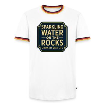 Sparkling water on rocks neon - Men's Ringer Shirt - white/tricolour - Front - AI Model Female 172 light (172cm) & AI Model Male 185 light (185cm)