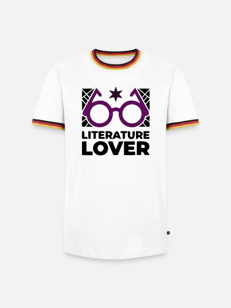 Literature Lover Brille Text - Männer Kontrast-T-Shirt - Weiß/Dreifarbig