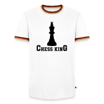 Chess King - Men's Ringer Shirt - white/tricolour - Front - AI Model Female 172 light (172cm) & AI Model Male 185 light (185cm)