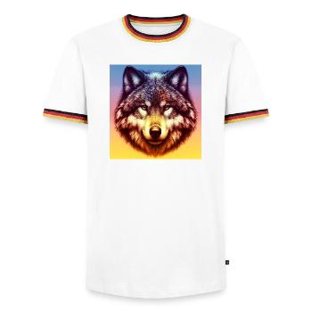 Wolf - Männer Kontrast-T-Shirt - Weiß/Dreifarbig - Vorne - AI Model Female 172 light (172cm) & AI Model Male 185 light (185cm)