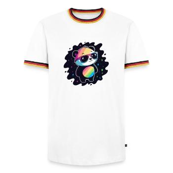 Panda Rainbow Galaxy Coole Brillen - Männer Kontrast-T-Shirt - Weiß/Dreifarbig - Vorne - AI Model Female 172 light (172cm) & AI Model Male 185 light (185cm)