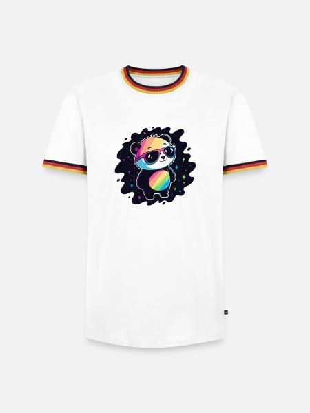 Panda Rainbow Galaxy Cool Glasses - Men's Ringer Shirt - white/tricolour