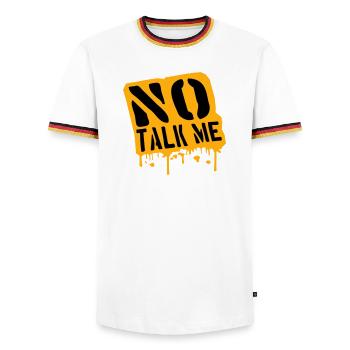 No Talk Me Lustig Antisozial Introvertiert Spruch - Männer Kontrast-T-Shirt - Weiß/Dreifarbig - Vorne - AI Model Female 172 light (172cm) & AI Model Male 185 light (185cm)