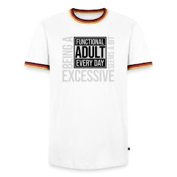 Being A Functional Adult Every Day Seems Excessive - Men's Ringer Shirt - white/tricolour - Front - AI Model Female 172 light (172cm) & AI Model Male 185 light (185cm)