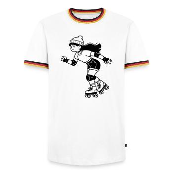 Patins à roulettes - T-shirt contrasté Homme - blanc/tricolore - Devant - AI Model Female 172 light (172cm) & AI Model Male 185 light (185cm)