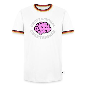 Professional Overthinker Lustig Grübeln Angst Logo - Männer Kontrast-T-Shirt - Weiß/Dreifarbig - Vorne - AI Model Female 172 light (172cm) & AI Model Male 185 light (185cm)