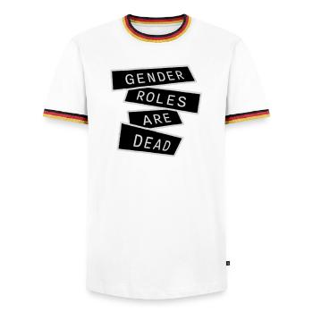 Gender Roles Are Dead Statement Freedom Saying - Men's Ringer Shirt - white/tricolour - Front - AI Model Female 172 light (172cm) & AI Model Male 185 light (185cm)