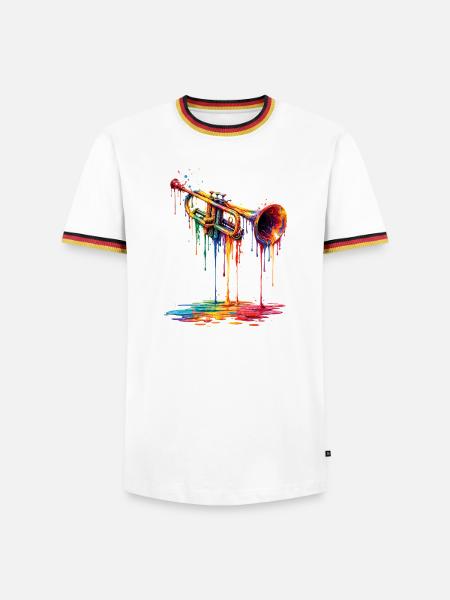 Trumpet with dripping paint - Men's Ringer Shirt - white/tricolour