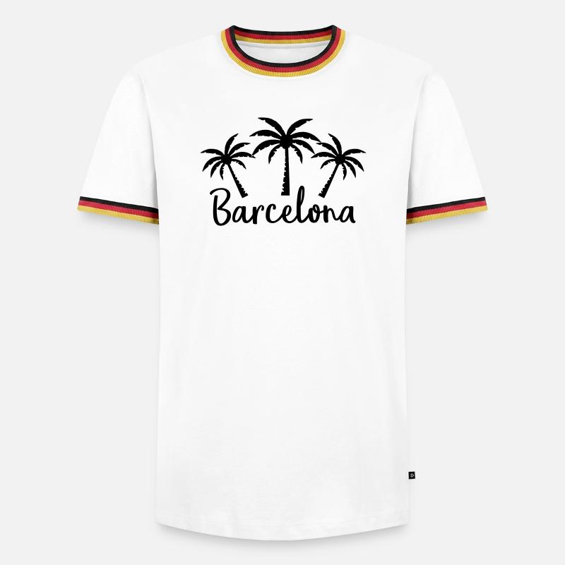 Barcelone - Männer Kontrast-T-Shirt - Weiß/Dreifarbig