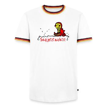 Hippo - Männer Kontrast-T-Shirt - Weiß/Dreifarbig - Vorne - AI Model Female 172 light (172cm) & AI Model Male 185 light (185cm)