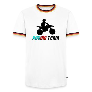 Racing Neon Typo Sprint - Men's Ringer Shirt - white/tricolour - Front - AI Model Female 172 light (172cm) & AI Model Male 185 light (185cm)