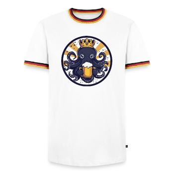 Oktopus Bier Lustig - Männer Kontrast-T-Shirt - Weiß/Dreifarbig - Vorne - AI Model Female 172 light (172cm) & AI Model Male 185 light (185cm)