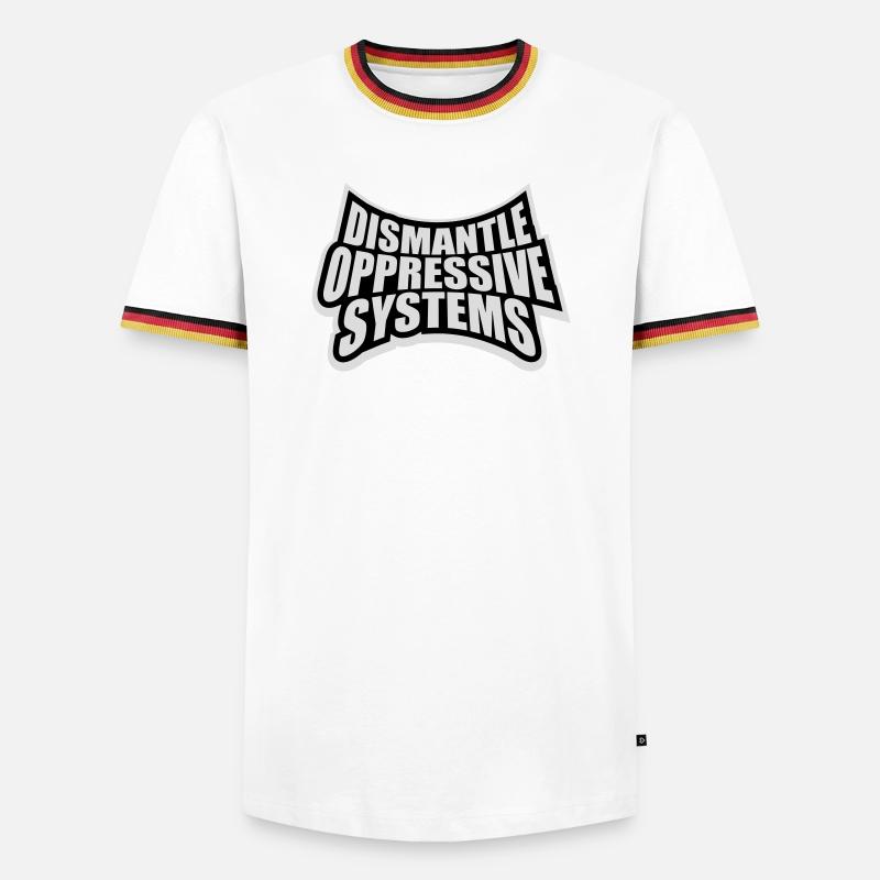 Dismantle Oppressive Systems Activism Statement - Men's Ringer Shirt - white/tricolour