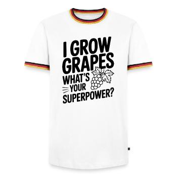I Grow Grapes What's Your Superpower? - Men's Ringer Shirt - white/tricolour - Front - AI Model Female 172 light (172cm) & AI Model Male 185 light (185cm)