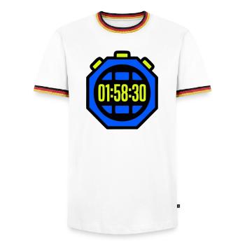 Chronomètre Meilleur Temps Semi-marathon - T-shirt contrasté Homme - blanc/tricolore - Devant - AI Model Female 172 light (172cm) & AI Model Male 185 light (185cm)