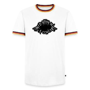 Je préférerais être à un concert Lustig Musik Konzert - T-shirt contrasté Homme - blanc/tricolore - Devant - AI Model Female 172 light (172cm) & AI Model Male 185 light (185cm)