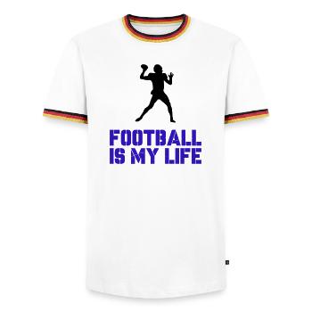 Football is my Life - Men's Ringer Shirt - white/tricolour - Front - AI Model Female 172 light (172cm) & AI Model Male 185 light (185cm)