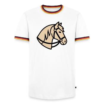 Pony Head Horse Breeder Logo - Men's Ringer Shirt - white/tricolour - Front - AI Model Female 172 light (172cm) & AI Model Male 185 light (185cm)