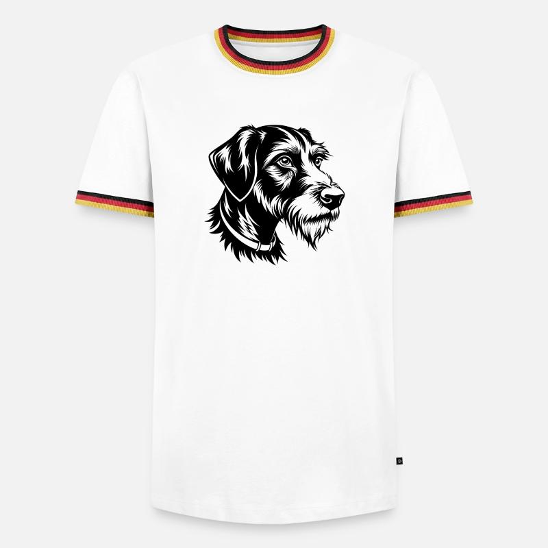 German Wirehaired Pointer - Men's Ringer Shirt - white/tricolour