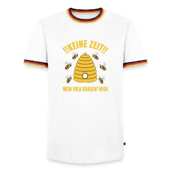 Keine Zeit Mein Volk braucht mich Bienen Shirt - Männer Kontrast-T-Shirt - Weiß/Dreifarbig - Vorne - AI Model Female 172 light (172cm) & AI Model Male 185 light (185cm)