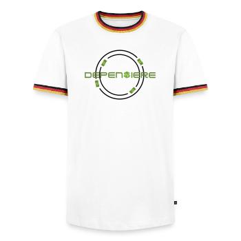 Spender - Men's Ringer Shirt - white/tricolour - Front - AI Model Female 172 light (172cm) & AI Model Male 185 light (185cm)