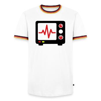 EKG Monitor Herzschlag Medizin - Männer Kontrast-T-Shirt - Weiß/Dreifarbig - Vorne - AI Model Female 172 light (172cm) & AI Model Male 185 light (185cm)