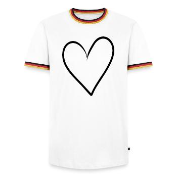 Dessin en ligne de cœur dessiné à la main - T-shirt contrasté Homme - blanc/tricolore - Devant - AI Model Female 172 light (172cm) & AI Model Male 185 light (185cm)