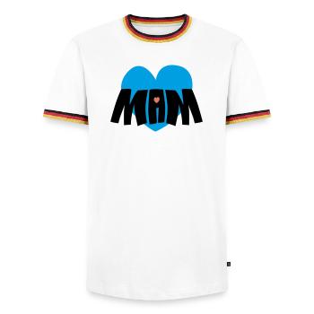 Cœur de maman - T-shirt contrasté Homme - blanc/tricolore - Devant - AI Model Female 172 light (172cm) & AI Model Male 185 light (185cm)