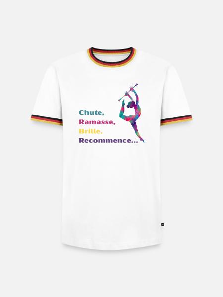 Chute-_Ramasse-_Recommence-- - T-shirt contrasté Homme - blanc/tricolore