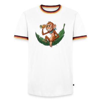Adventure monkey with telescope - Men's Ringer Shirt - white/tricolour - Front - AI Model Female 172 light (172cm) & AI Model Male 185 light (185cm)