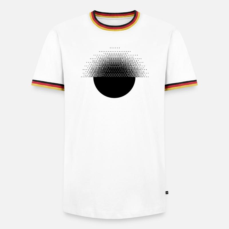 Bitmap-Design von geometrischem und pixeligem Sunburst - Männer Kontrast-T-Shirt - Weiß/Dreifarbig