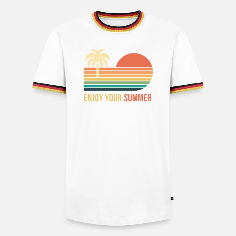 Sunset Retro Palm Tree - Men's Ringer Shirt - white/tricolour