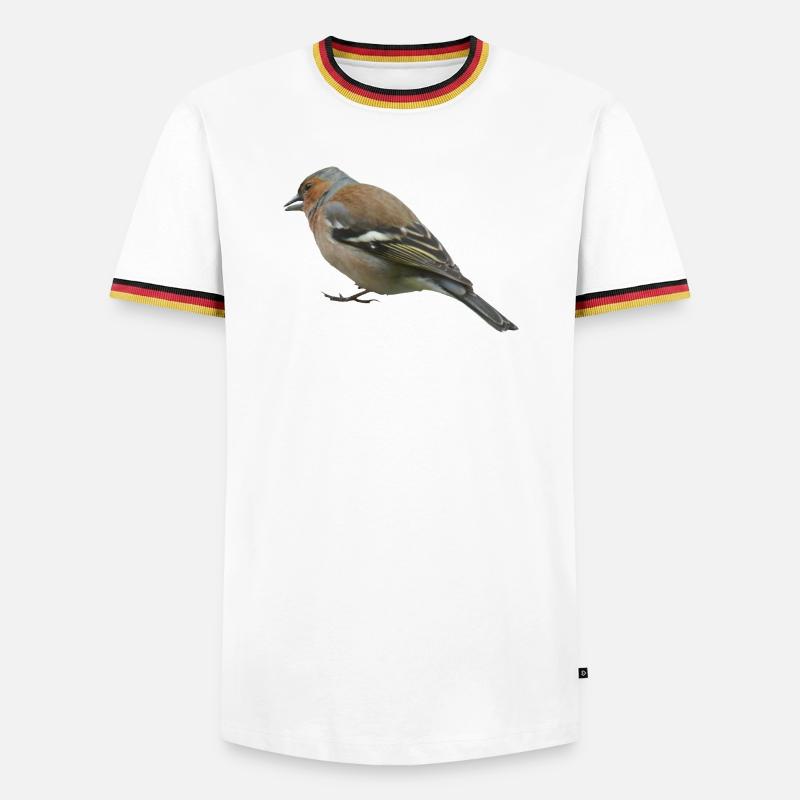 Buchfink (seitlich) - Männer Kontrast-T-Shirt - Weiß/Dreifarbig