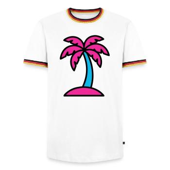 Neon Palme 90er Vaporwave - Männer Kontrast-T-Shirt - Weiß/Dreifarbig - Vorne - AI Model Female 172 light (172cm) & AI Model Male 185 light (185cm)