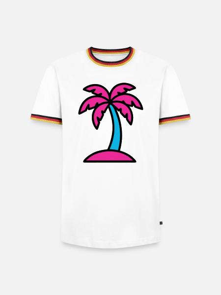Neon Palm Tree 90s Vaporwave - Men's Ringer Shirt - white/tricolour