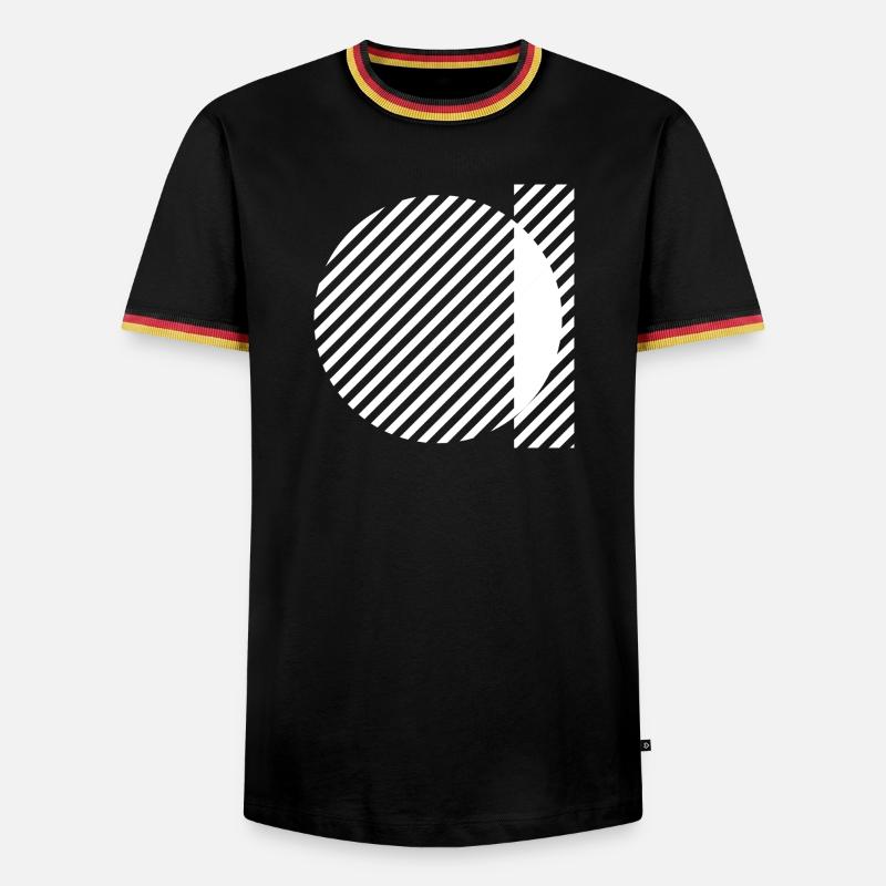 Geometric Stripe Circles Monochrome Pattern - Men's Ringer Shirt - black/tricolour