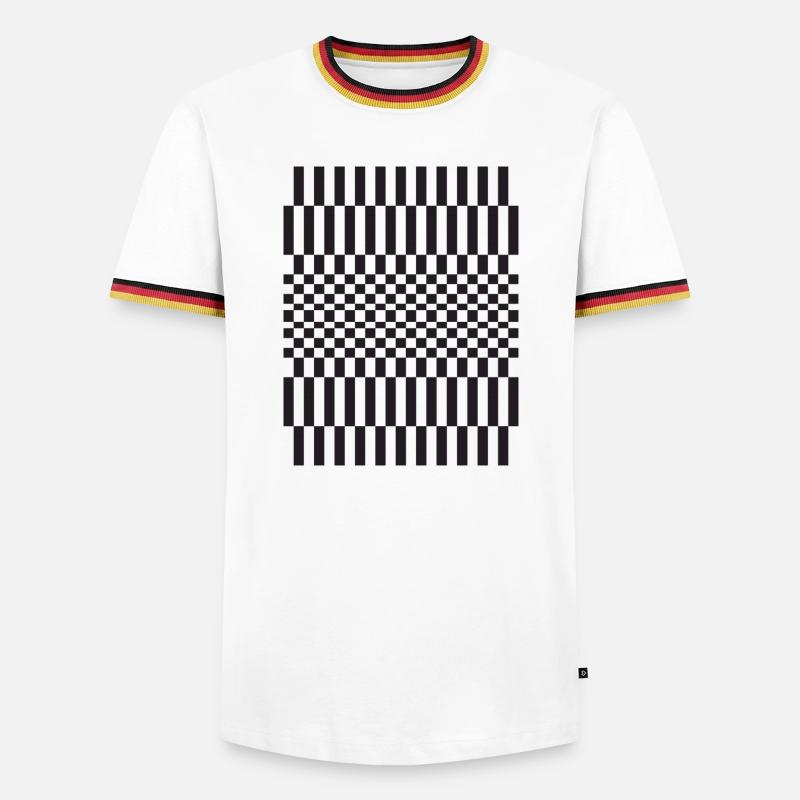 Geometric chessboard Grid Pattern - Men's Ringer Shirt - white/tricolour