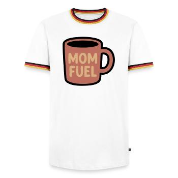 Mom Fuel Kaffee Tasse Mama - Männer Kontrast-T-Shirt - Weiß/Dreifarbig - Vorne - AI Model Female 172 light (172cm) & AI Model Male 185 light (185cm)