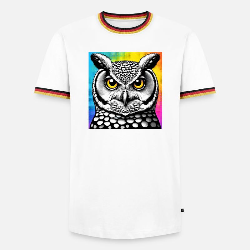 Eule - Männer Kontrast-T-Shirt - Weiß/Dreifarbig