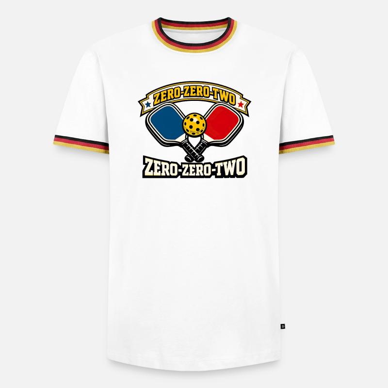 Zero-Zero-Two Paddle Ball Emblem - Men's Ringer Shirt - white/tricolour