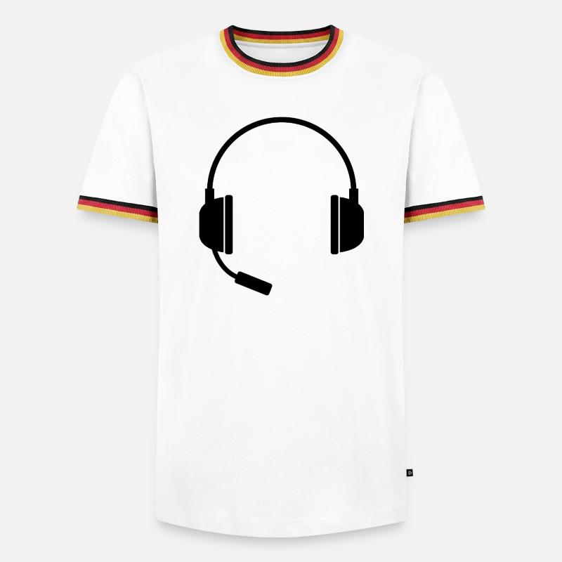 Headset With Microphone - Men's Ringer Shirt - white/tricolour