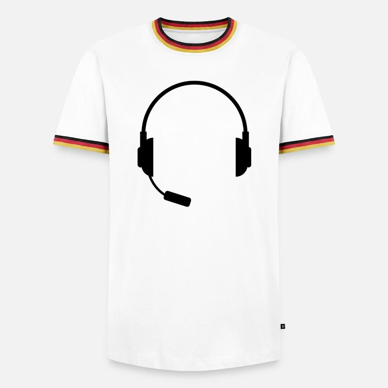 Headset With Microphone - Men's Ringer Shirt - white/tricolour