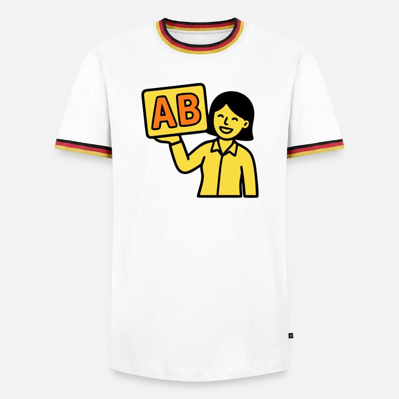 Lehrerin Grundschule ABC Vektor - Männer Kontrast-T-Shirt - Weiß/Dreifarbig