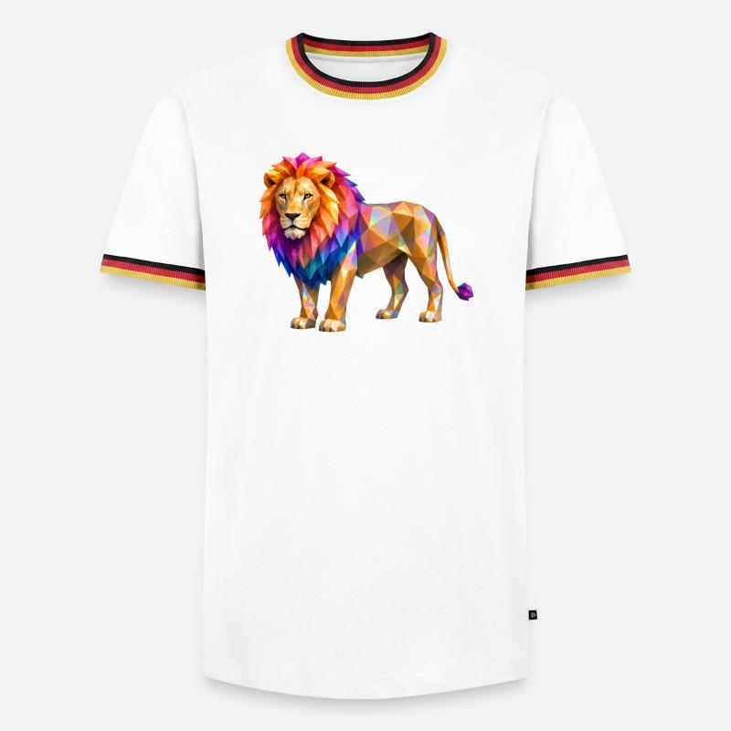 Polygonlöwe Farbexplosion - Männer Kontrast-T-Shirt - Weiß/Dreifarbig